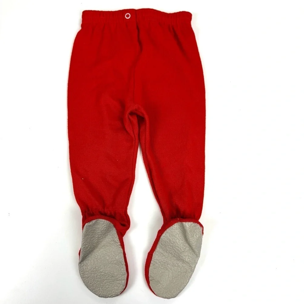 Vintage 80s Carters Baby Footsie Pants Sz 12 Months Red Casual Snap On Pull On